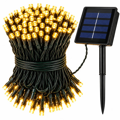 Luces Led Navidad Panel Solar Calida