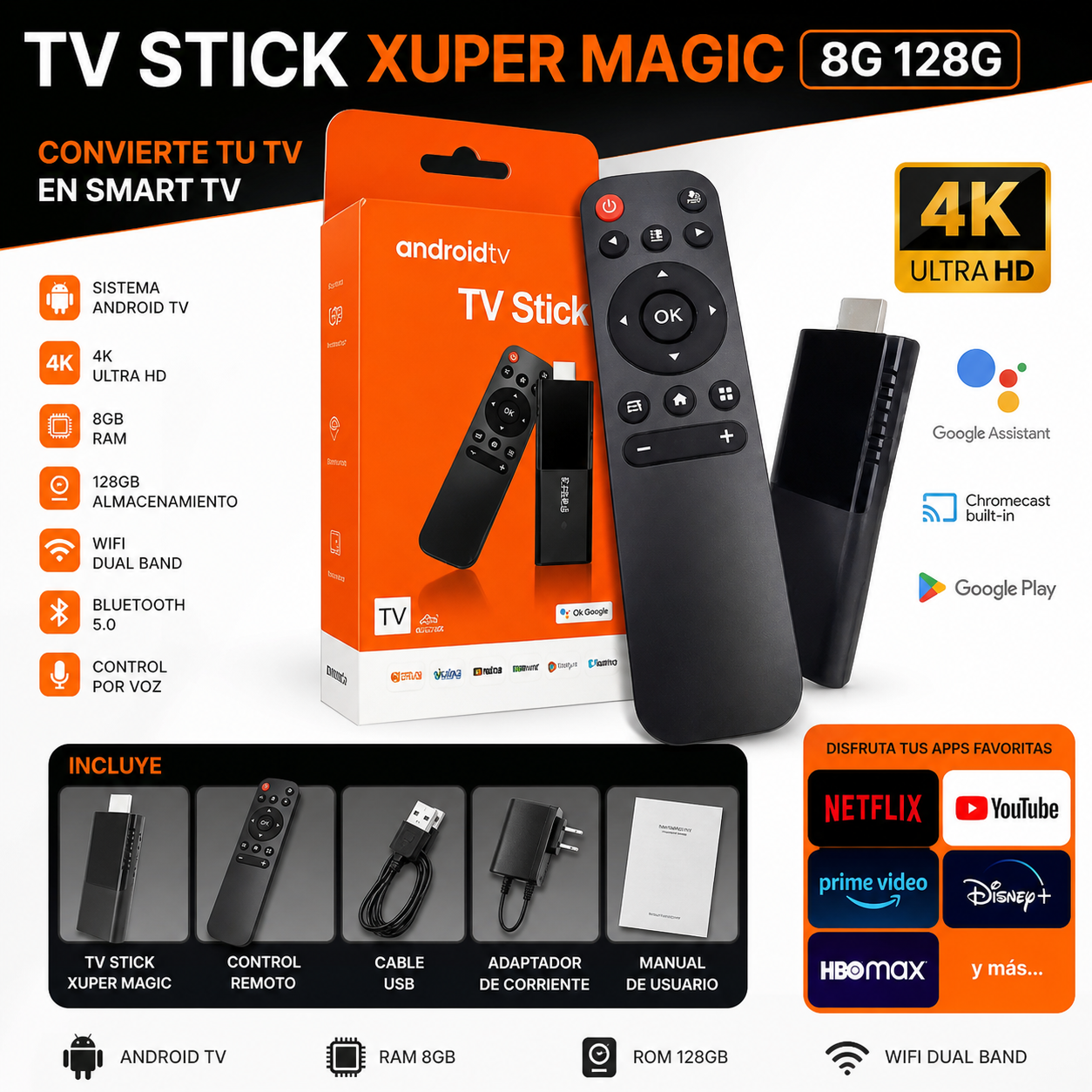 Tv Stick con xuper magic 8G + 128G Envío Gratis