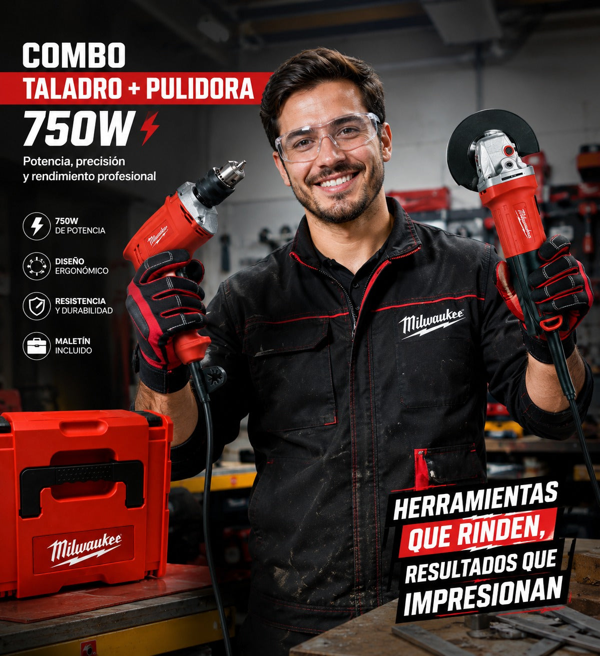 Combo Taladro Y Pulidora Millwaukee 750W