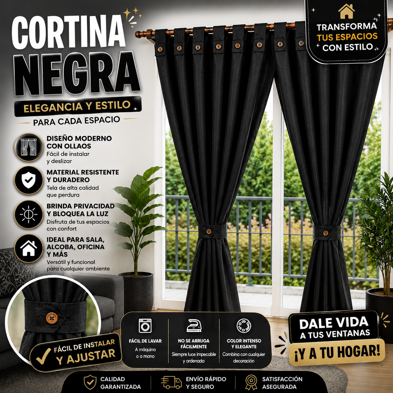 Cortina X2 Jaquard 300 Gramos 280cm