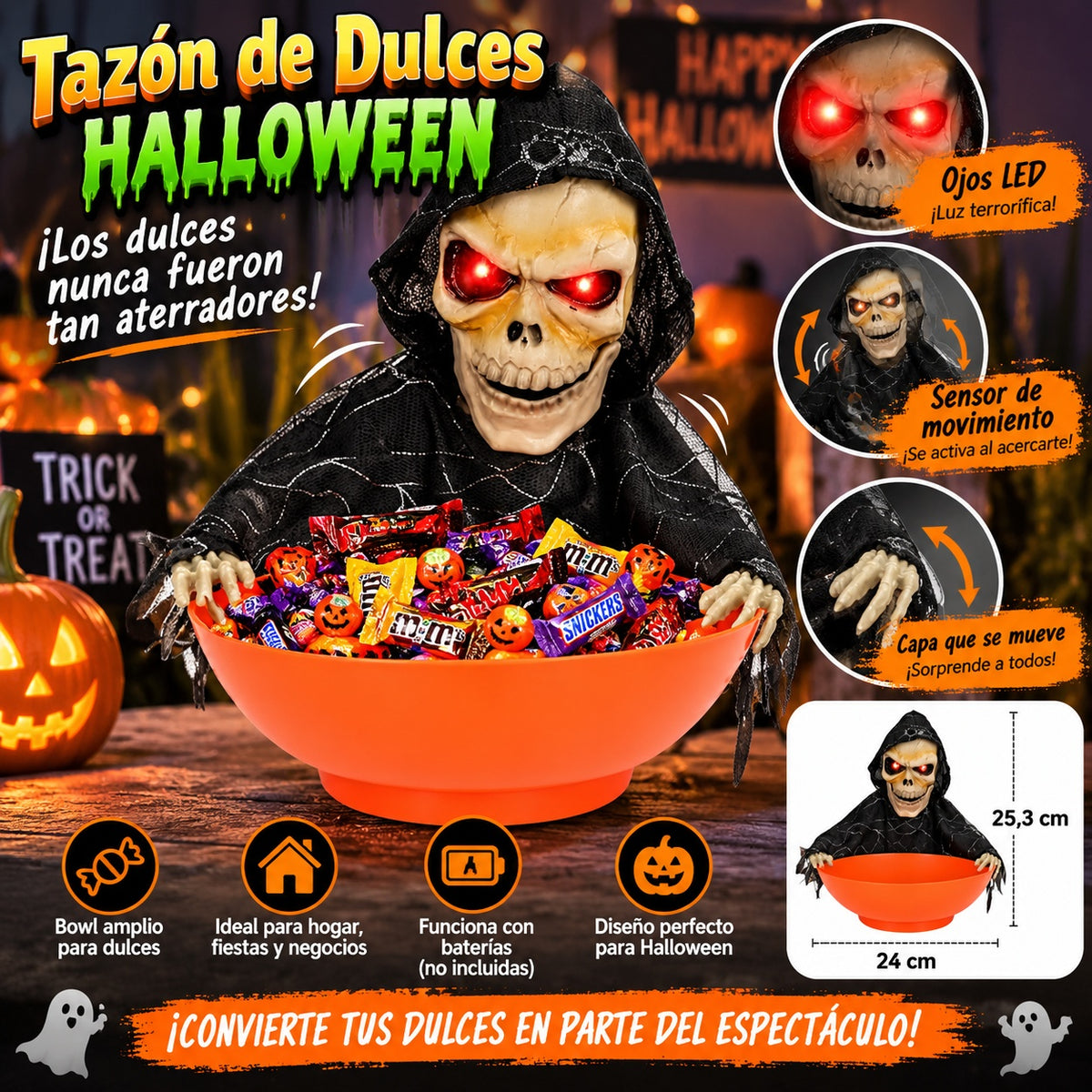 Plato de Esqueleto Animado de hallowen