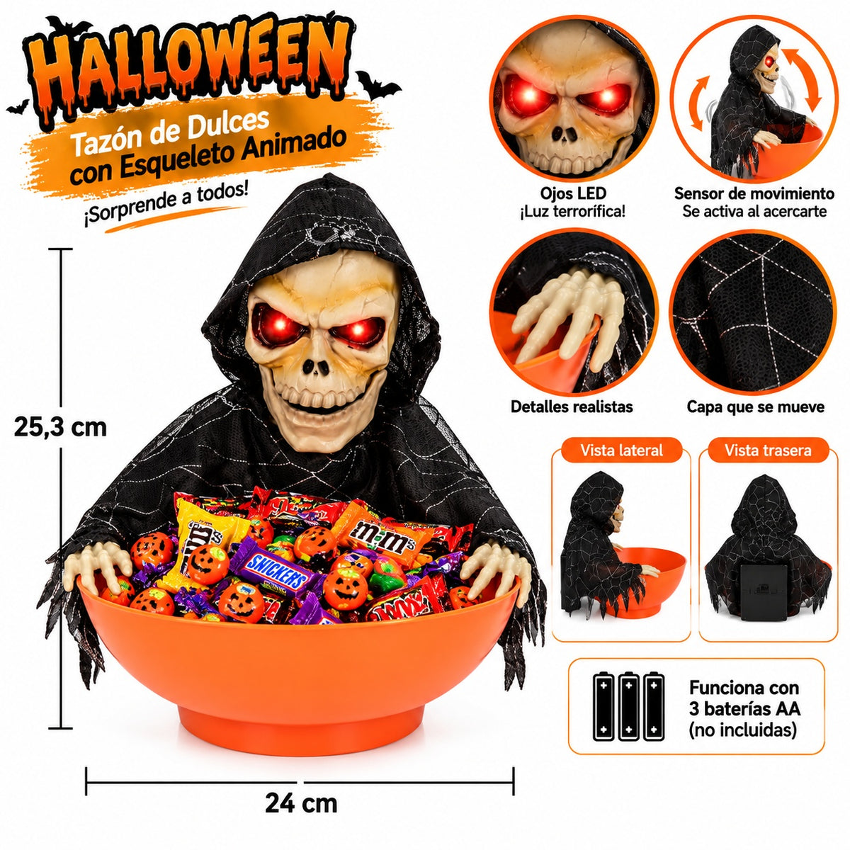 Plato de Esqueleto Animado de hallowen