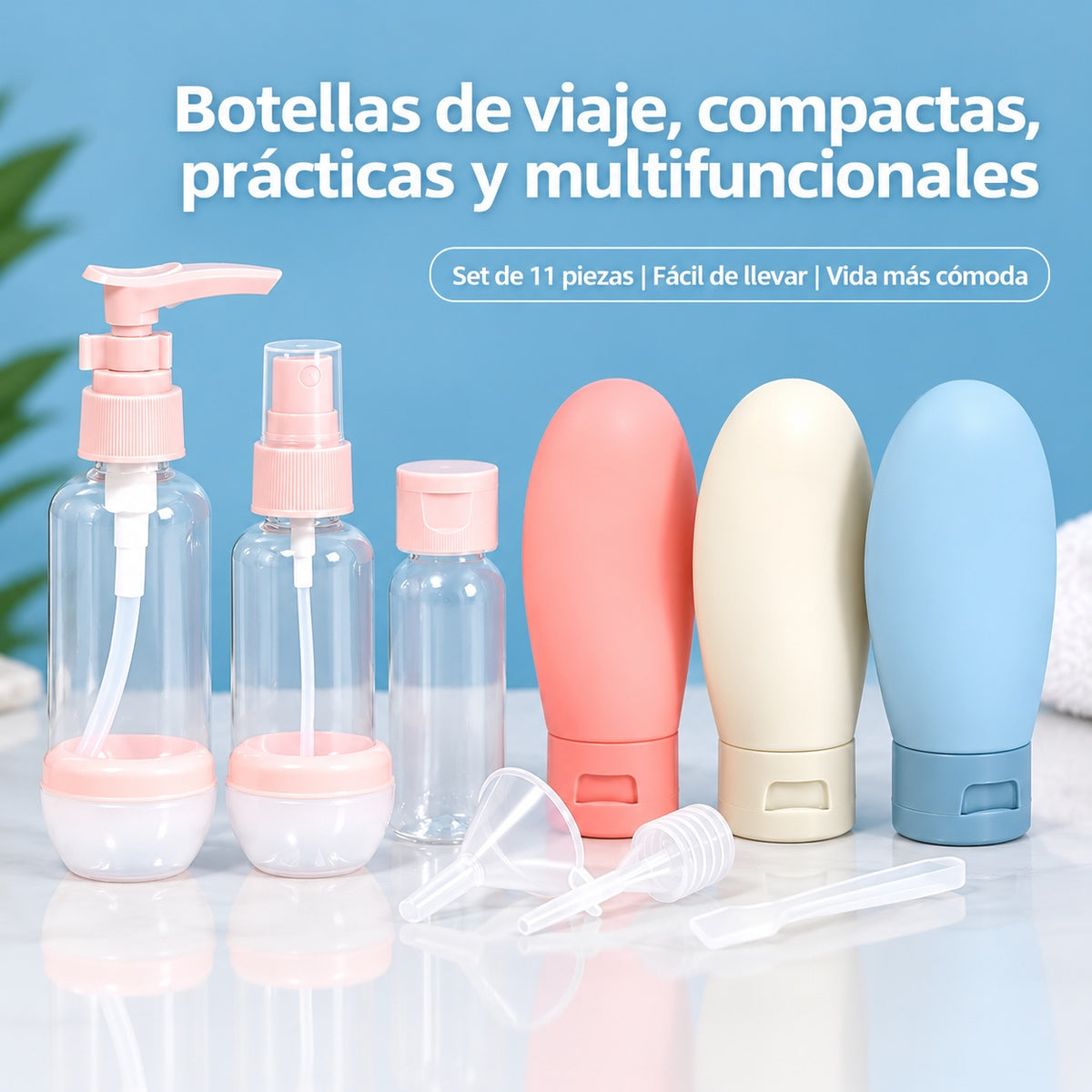 Set Viajero De Recipientes Para Aseo Y Belleza