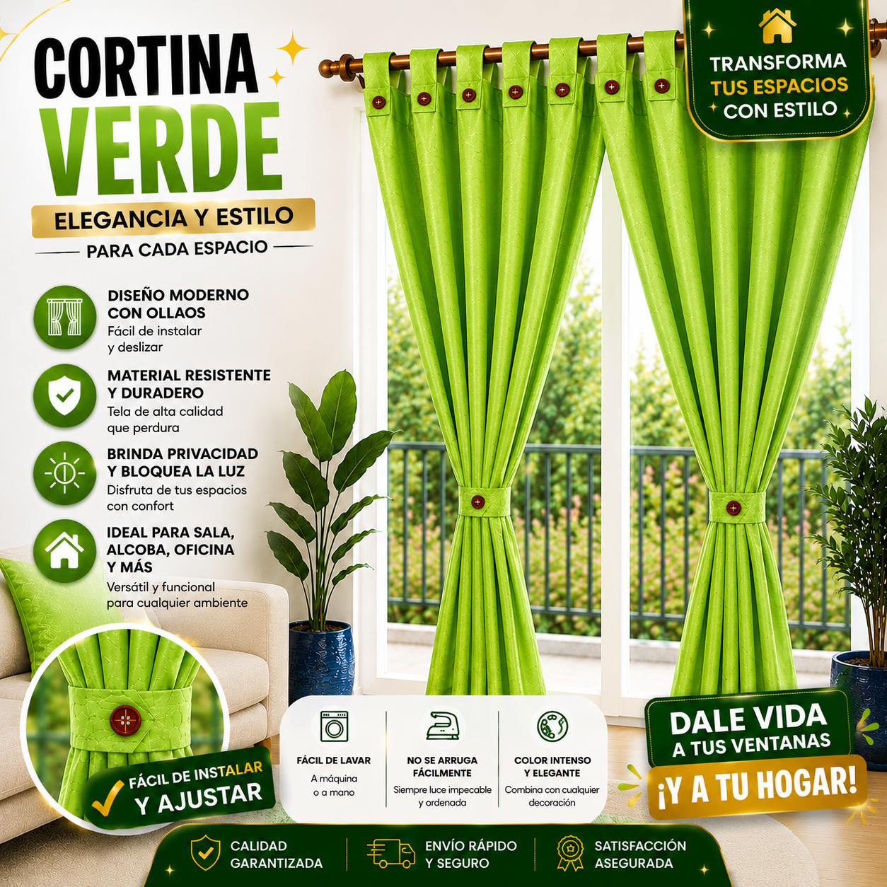 Cortina X2 Jaquard 300 Gramos 280cm